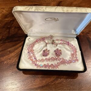 Pink Crystal Jewelry Set vintage.
